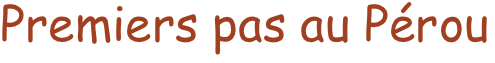Premiers pas au Pérou
