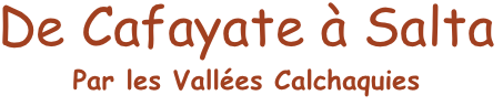 De Cafayate à Salta
Par les Vallées Calchaquies